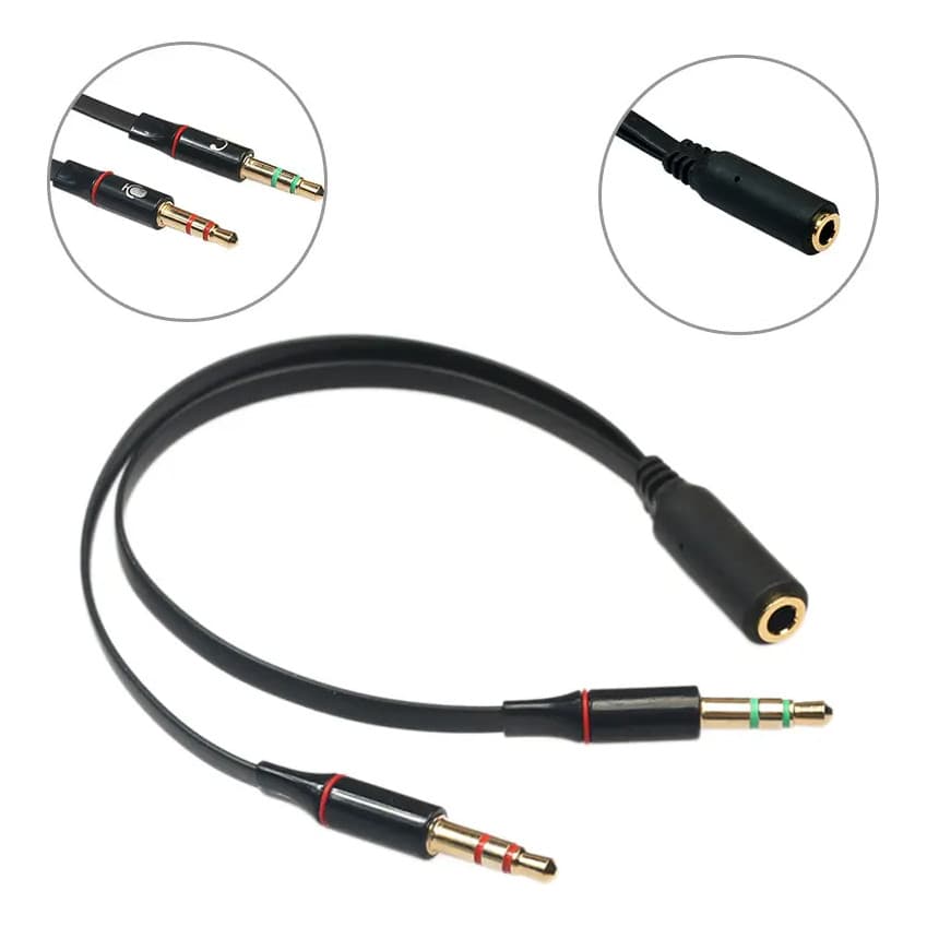 Cabo Y Adaptador P3 Femea para P2 Macho Fone de Ouvido e Microfone Celular PC Headset