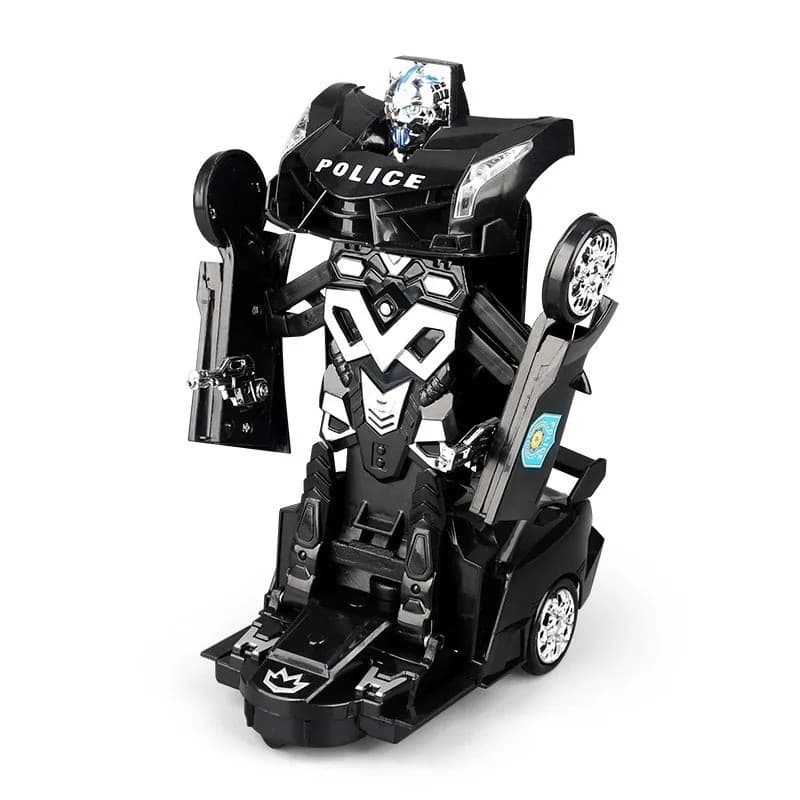 Carrinho de Policia Transformes Venom Preto Bate e Volta 2 em 1 Com Luzes e Som
