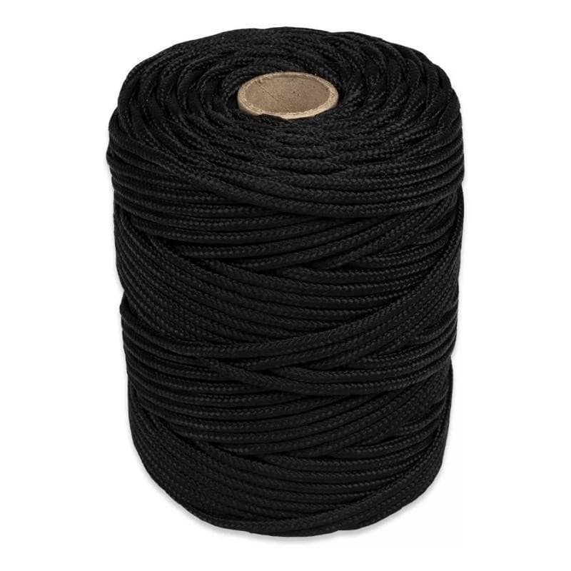 02 Cordas Preta Poliéster Trançado 4mm 1Kg