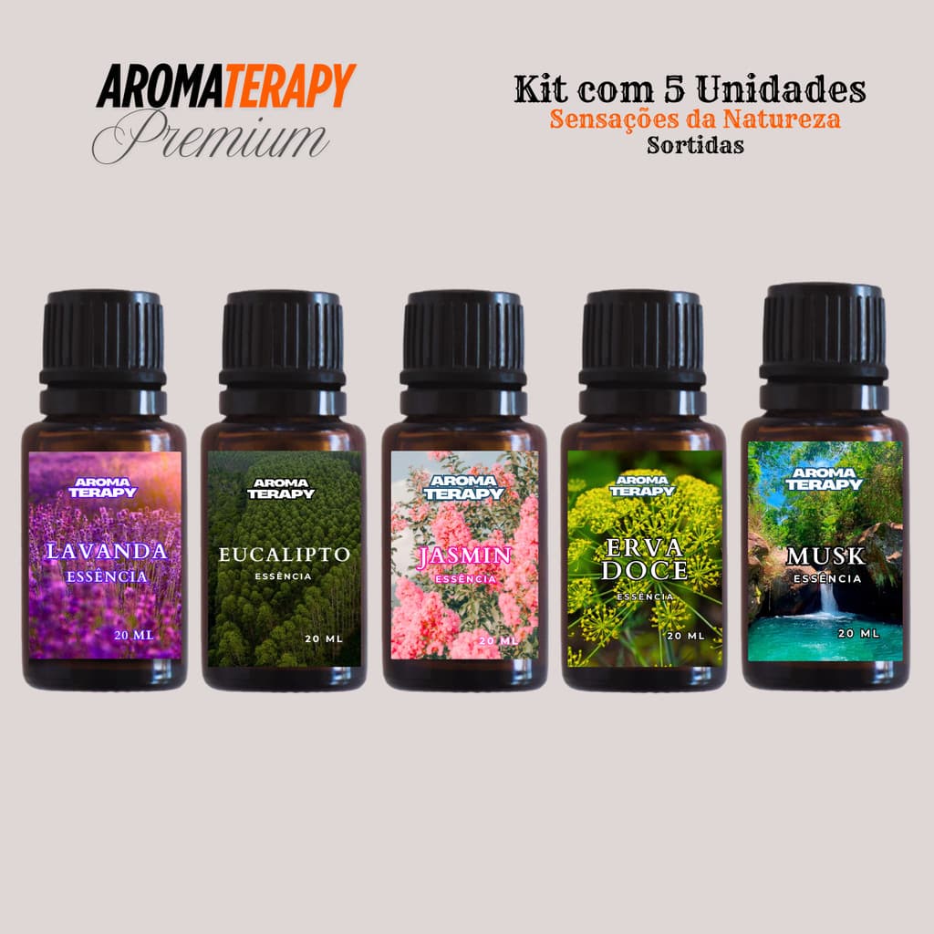 Kit com 5 Essências Aromatizantes Para Umidificador 20ml | Difusor de Ar à Base de Água