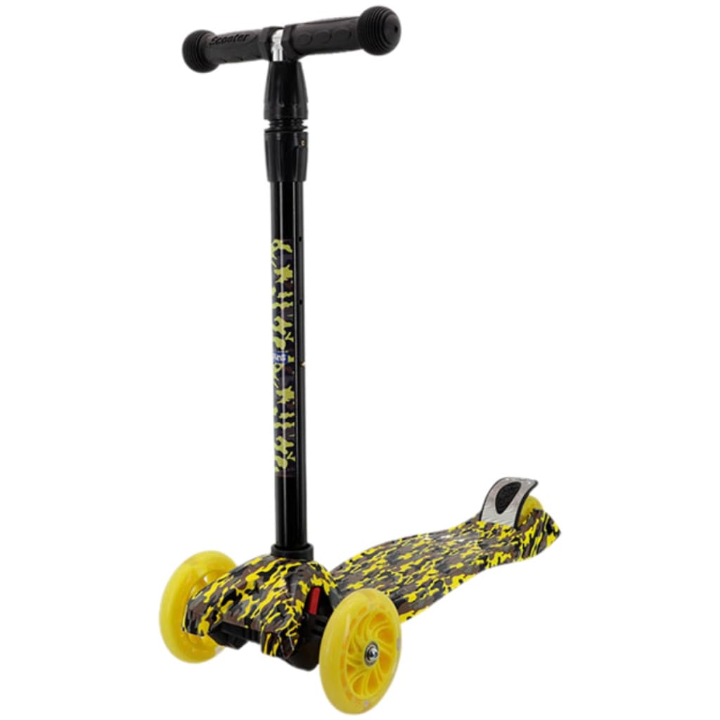 Patinete Infantil Com Ajuste de Altura Suporta Até 40kg Com 3 Rodas Led Camuflado 3 Anos+