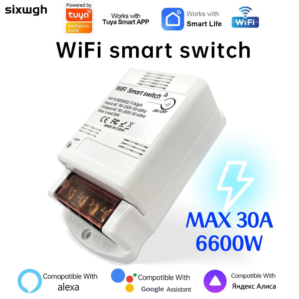 30A Tuya Wifi Interruptor Inteligente Da Bomba De Água Suporte Smart Life App Funciona Com Alexa Google home Controle De