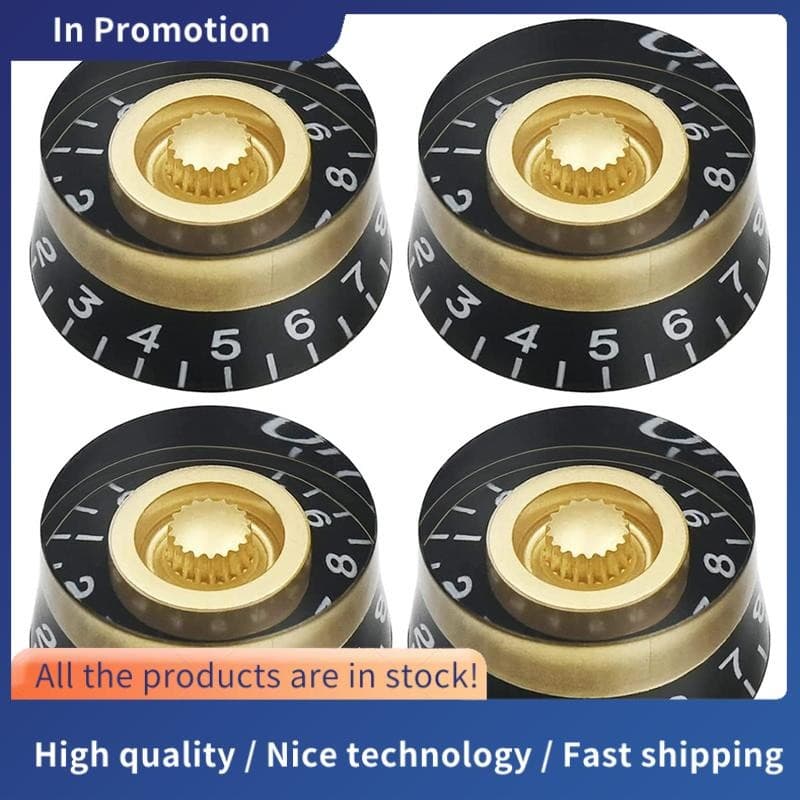 4 Botões De Controle De Velocidade De Tom De Volume Dos Pces Para Peças De Guitarra Elétrica Baixo Estilo LP , Dourado T