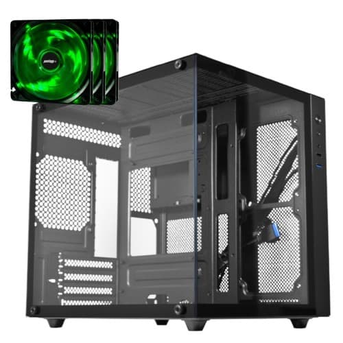 Kit Gabinete Gamer Aquário Premium Com 4 Fans Verdes HQ