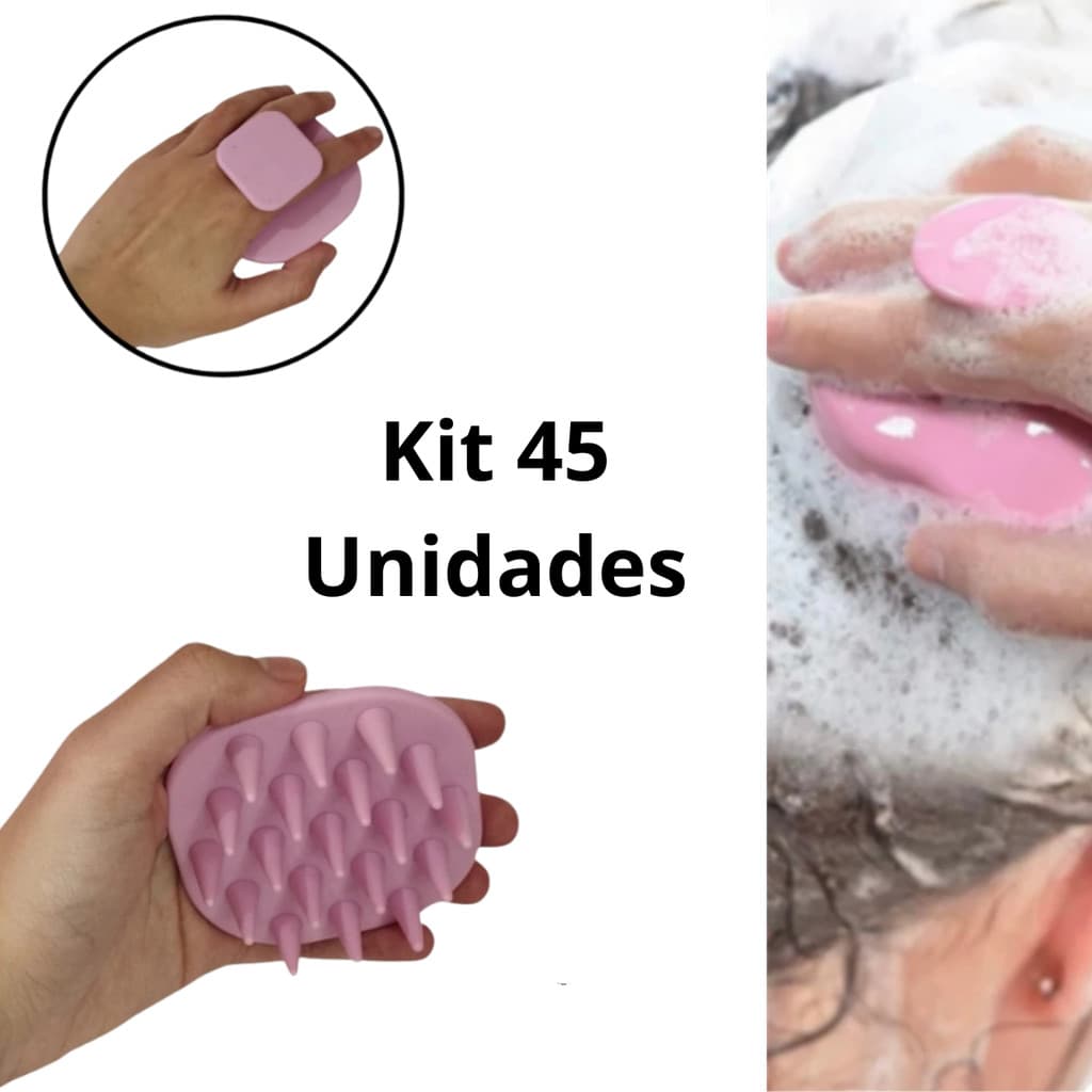Kit 45 Escovas de Silicone Massageadora de Cabelos Fortalecimento do Cabelo
