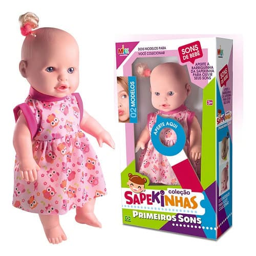 Boneca Bebê que Fala Primeiros Sons Chora Colecao Sapekinha Meninas MIlk 478