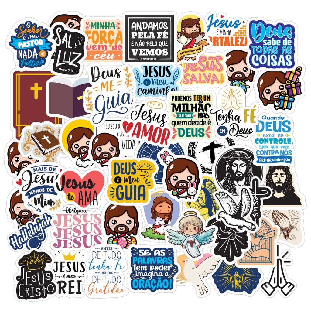 Adesivo Cristão - 50 un - Adesivo Vinil para Notebook Biblia