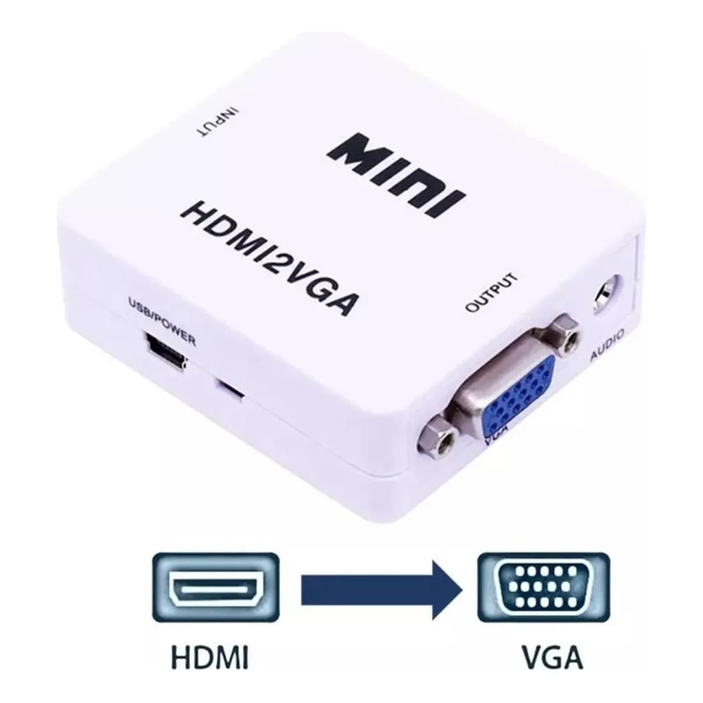 Adaptador Conversor HDMI para VGA com Áudio | Compatível com Monitor, TV e Projetor 1080p