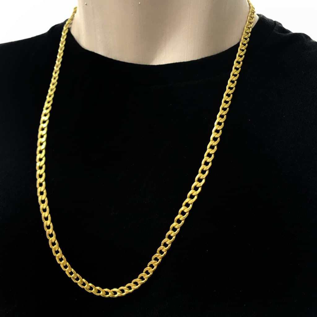 Colar Corrente Escama Grumet Masculino Banhado A Ouro 6mm