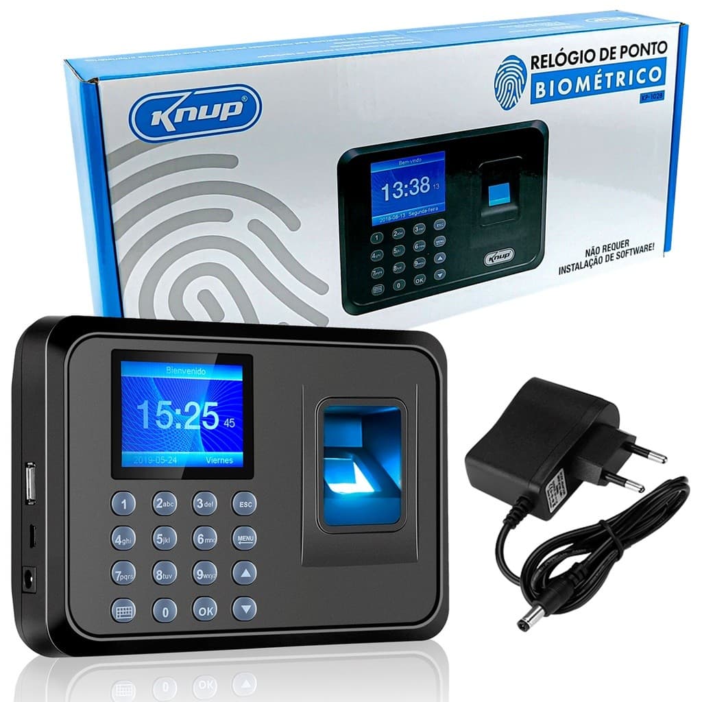 Relógio de Ponto Biométrico Eletrônico Horário Trabalho Máquina Leitor de Impressão Digital KP-1028 (S26)