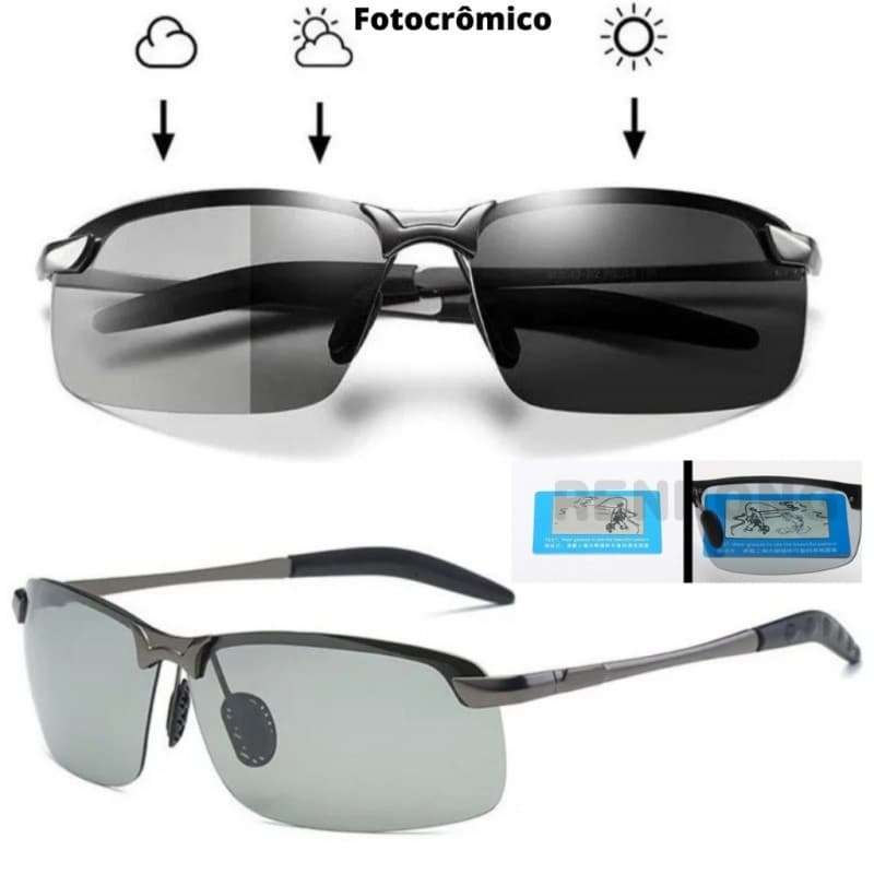 Óculos De Sol Polarizados Com Mudança De Cor Para Homens , Visão Diurna E Noturna , Resistente A UV , Pesca , Ciclismo