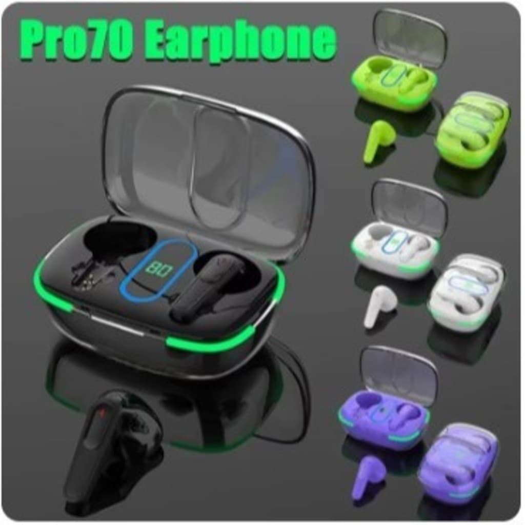 Fone De Ouvido Sem Fio PRO-70 Bluetooth 5.3 com Display Digital. - ECOM