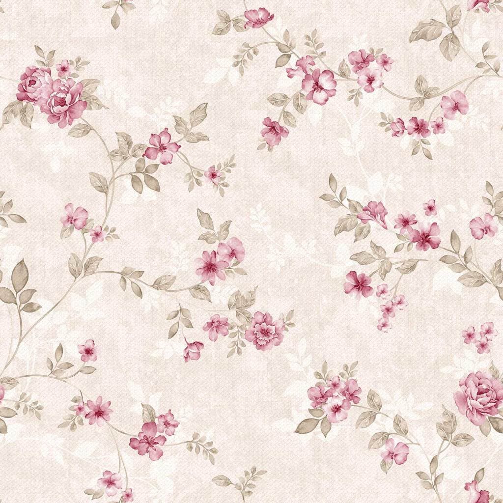 Papel de Parede Decorativo Floral com Fundo Rosa 1,50x0,50m