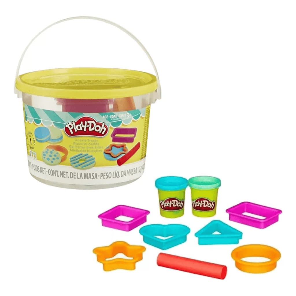 MINI BALDE DE MASSINHAS PLAY-DOH BISCOITOS E FORMINHAS