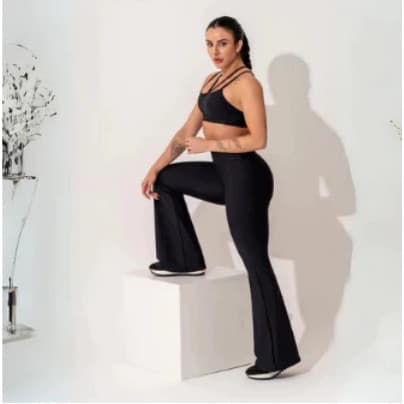Calça Legging Bailarina Flare Wide Leg Cós Alto e Zero Transparência Suplex Envio em 24hrs