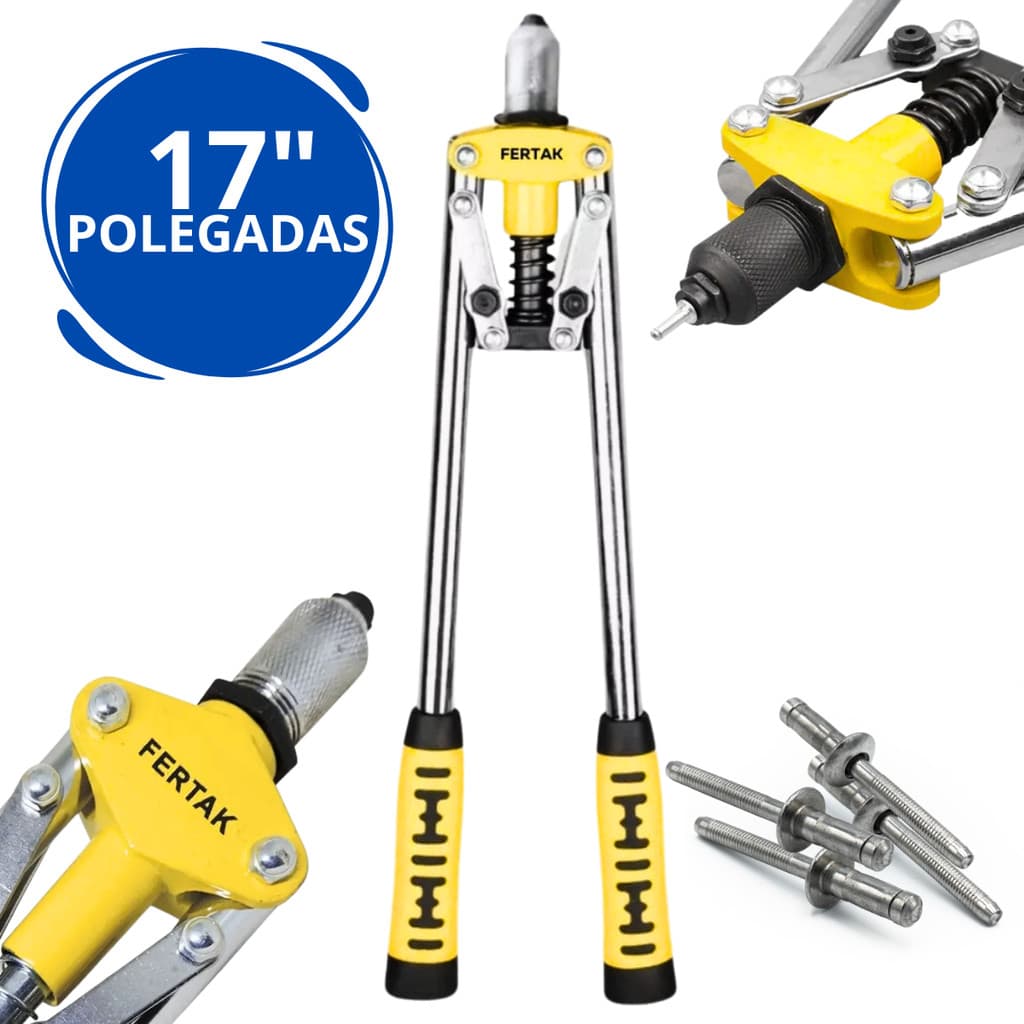 Alicate Rebitador Tipo Alavanca 17" Pol. Manual Profissional Rebite Ergonômico Chapa Fixação