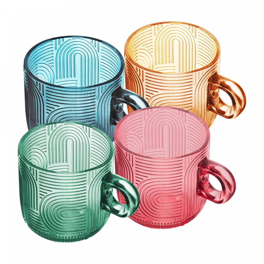 Jogo 4 Xícaras de Café em Vidro Colorido Frankfurt Wolff 220ml - Cappuccino e Chá