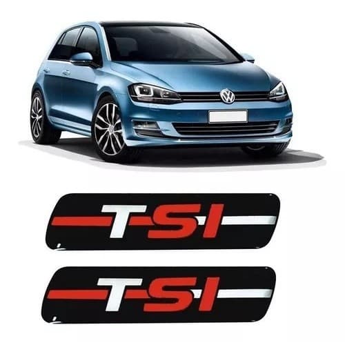 Par De Adesivos Emblema Resinado Coluna Tsi (SI - Vermelho ) Volkswagen Golf Fox Up