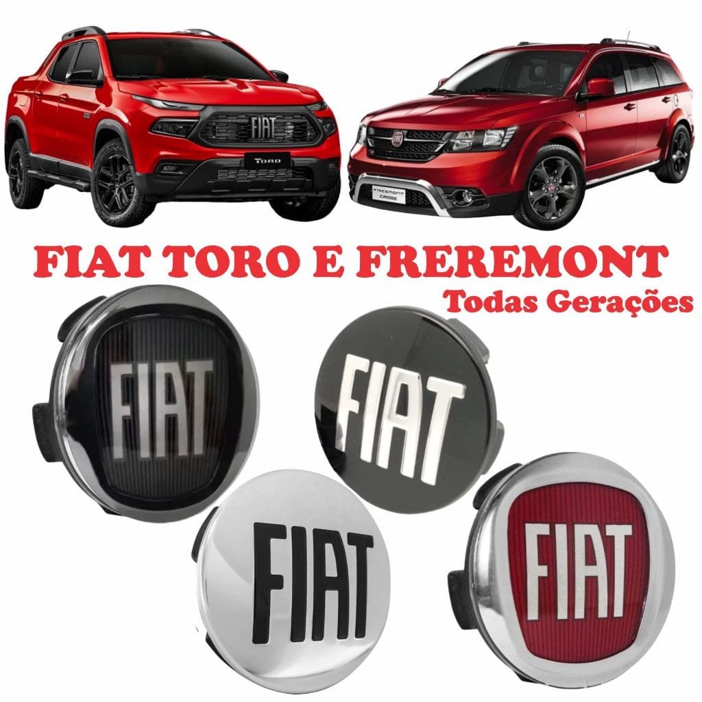 Jogo 4 Calota Calotinha Miolo Centro Lente Alumínio Fiat Freemont Toro 60,00mm