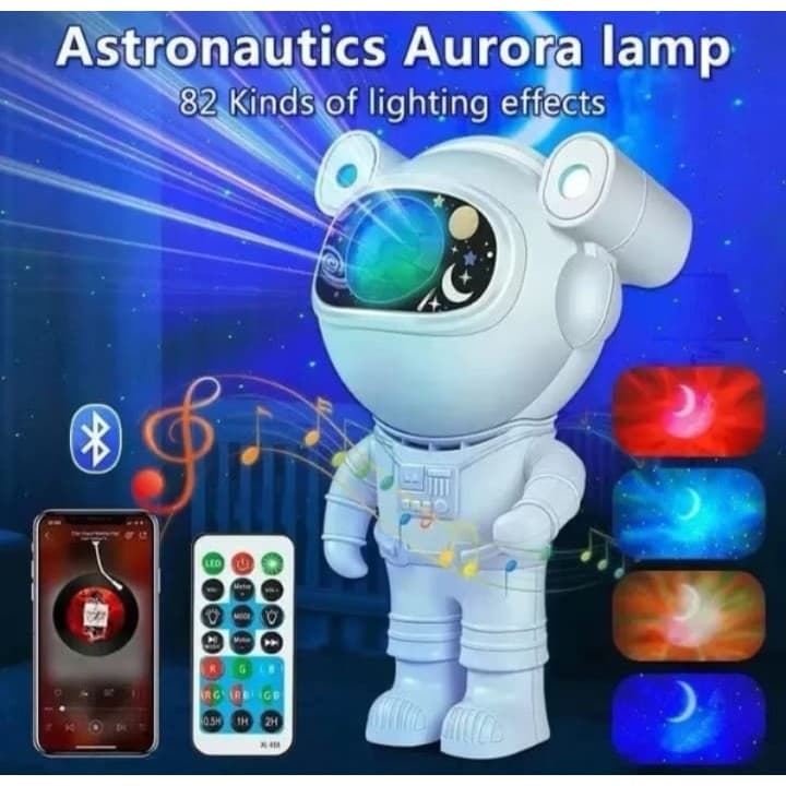 Luminaria Projetor De Luz Astronauta Lua Bluetooth Alto Falante Galaxy Ligth Estrelas Cor Da Estrutura Branco 110v/220v