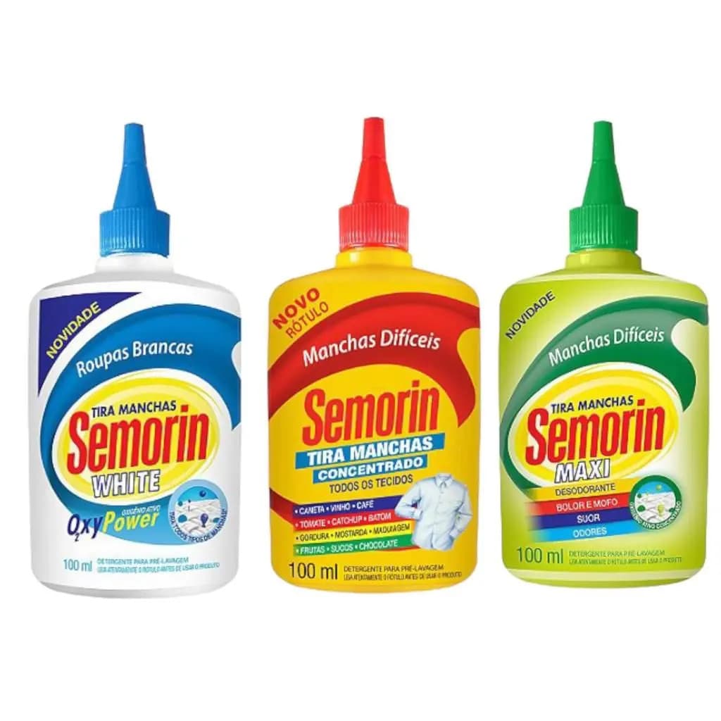 Tira Manchas Semorin Concentrado 100ml Alto Poder de Remoção Multiuso Eficiente na Limpeza