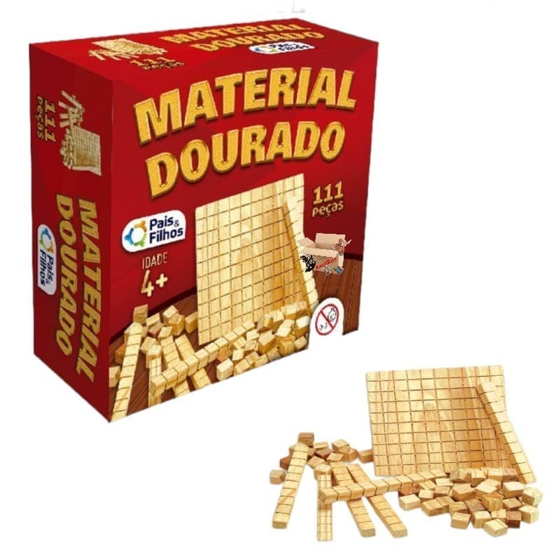 Brinquedo Pedagógico Educativo Em Madeira Material Dourado Escolar Para Matemática 111 Peças