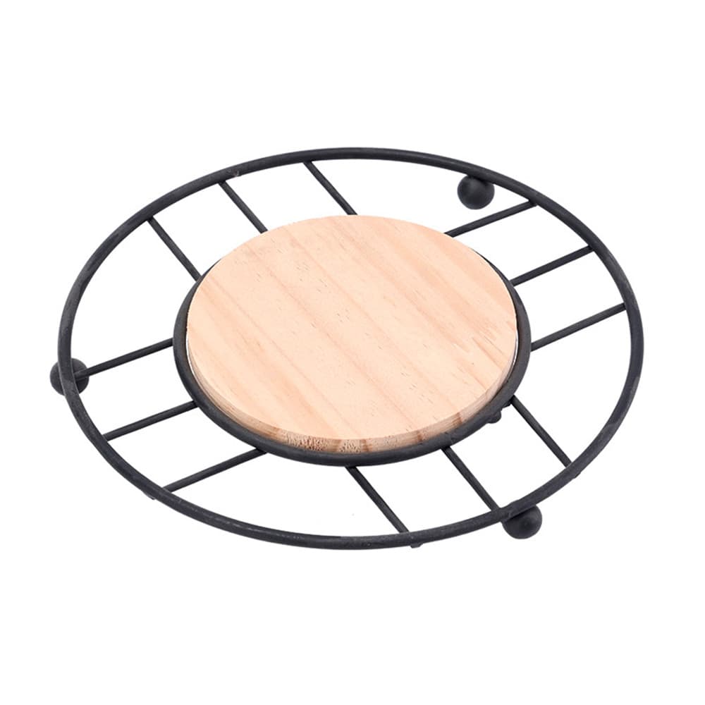 Descanso de Panela de Madeira Porta Panelas Bambu Inox 18cm Mek