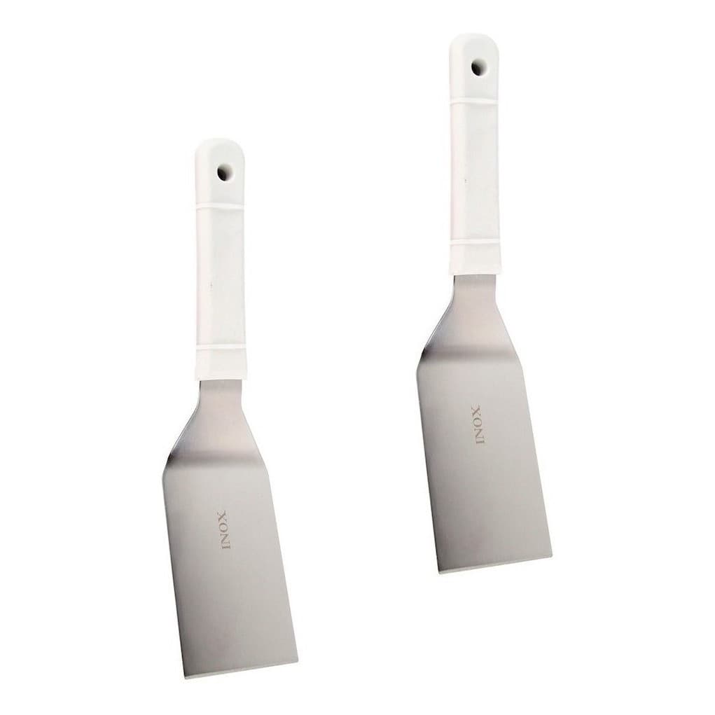 Kit 2 Espátulas Profissional Chapa Chapeiro Curva Aço Inox