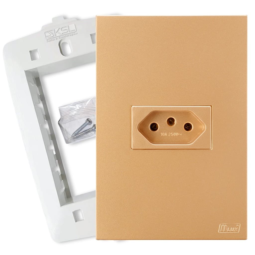 Tomada 10A Ouro Nobre Completa Recta Satin Blux