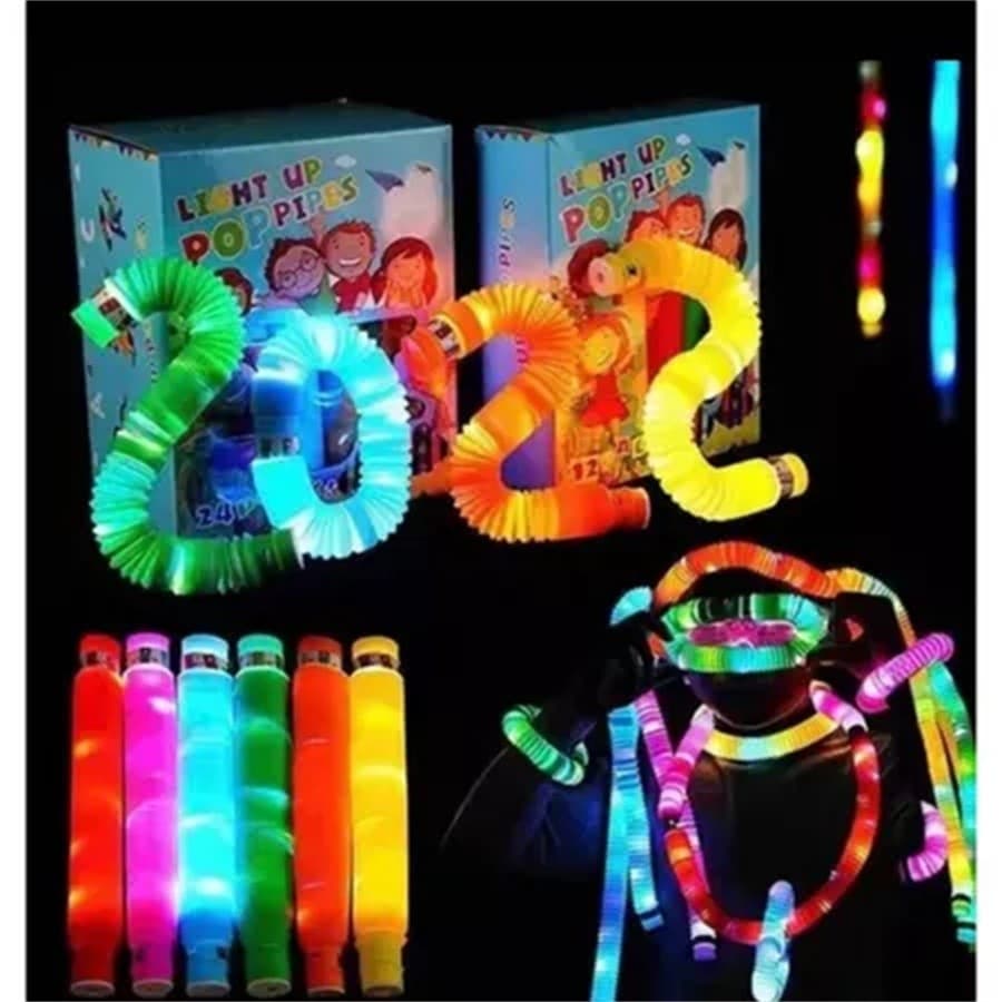 kit 6-12 pcs Poptube Com Led Tubo Fidget Tube Toys Folding Pop It Cor Colorido