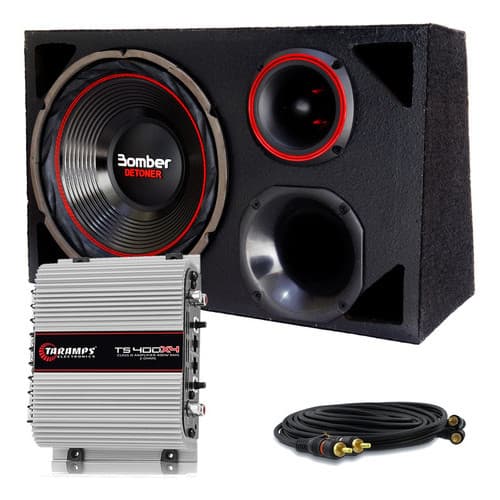 Caixa Som Carro Automotivo Bomber Detoner + Modulo Taramps