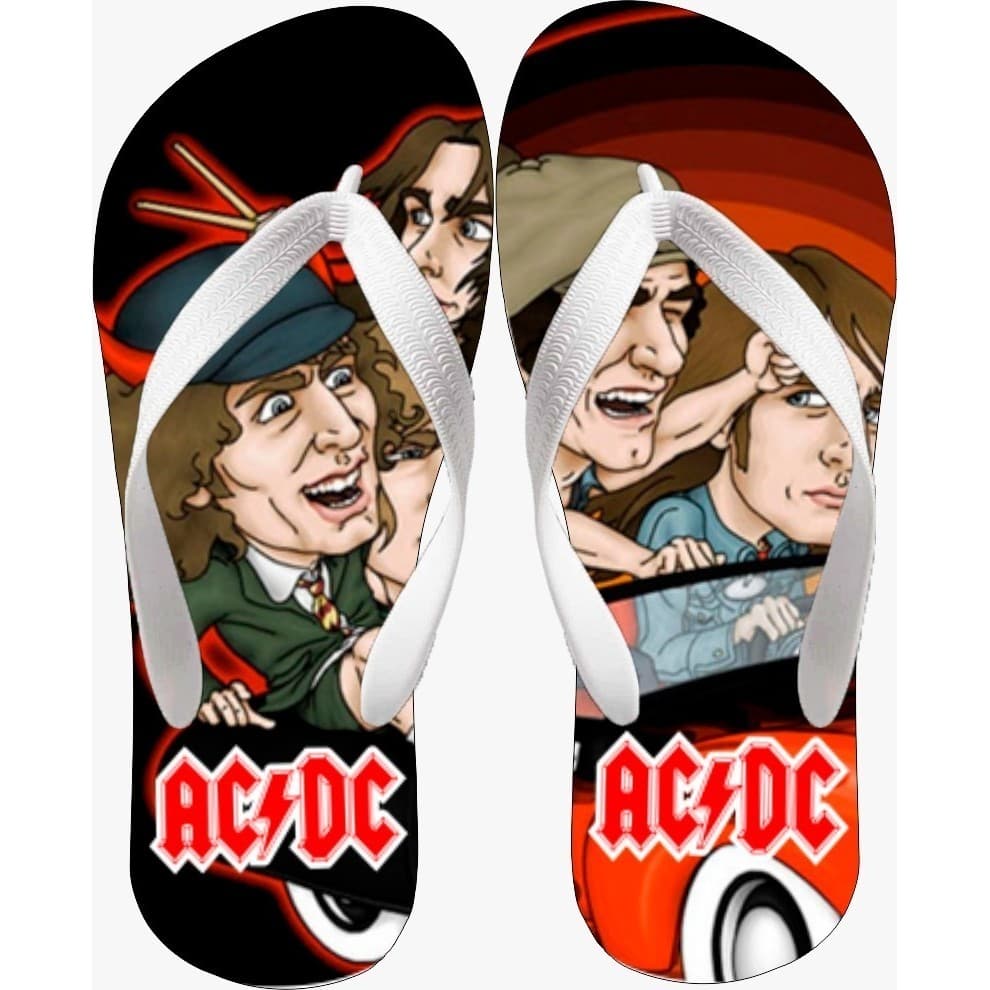 Chinelo Banda Rock - Ac/dc Adulto E Infantil Unissex