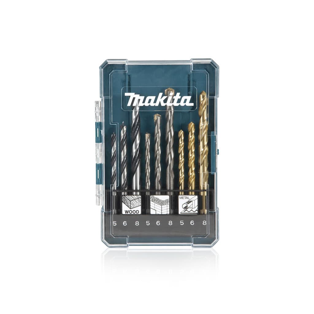 Kit Jogo de Brocas Para Metal Concreto E Madeira Com 9 Brocas D-71962 - Makita