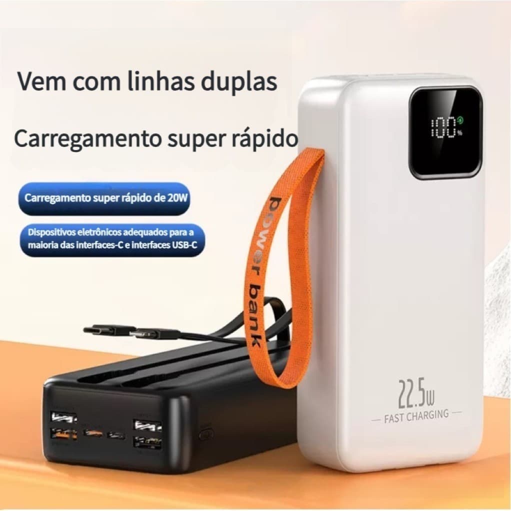 Carregador Portátil Bateria Power Bank 50000mah/30000mah/20000mah/10000mah Turbo 22.5W PD carregamento ultrarrápido