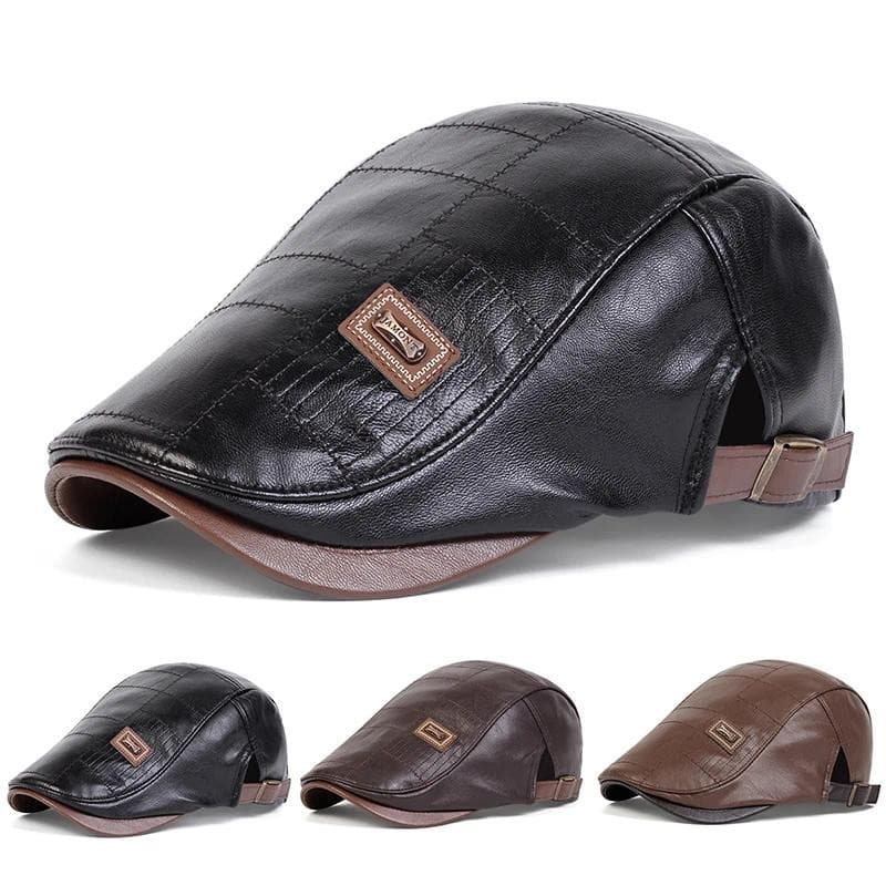 Homens Retro Couro Do Plutônio Newsboy Bonés JAMONT Rotulagem Pintores Britânicos Chapéus Primavera Outono Lado Ajustáve