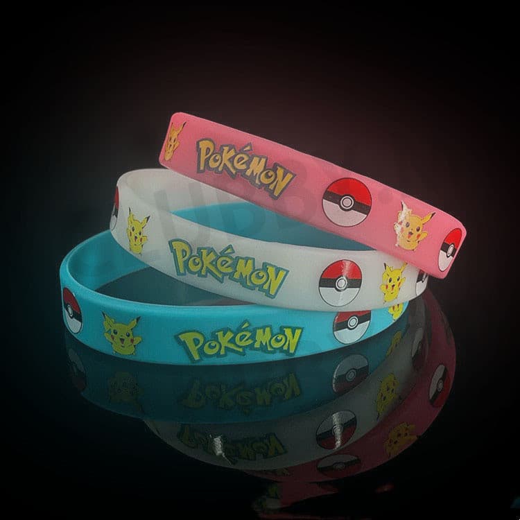 8 Peças Pulseira Pokémon Brilhante Pikachu Anime Silicone Pulseira Infantil Impressa Presente para Estudante L2R0