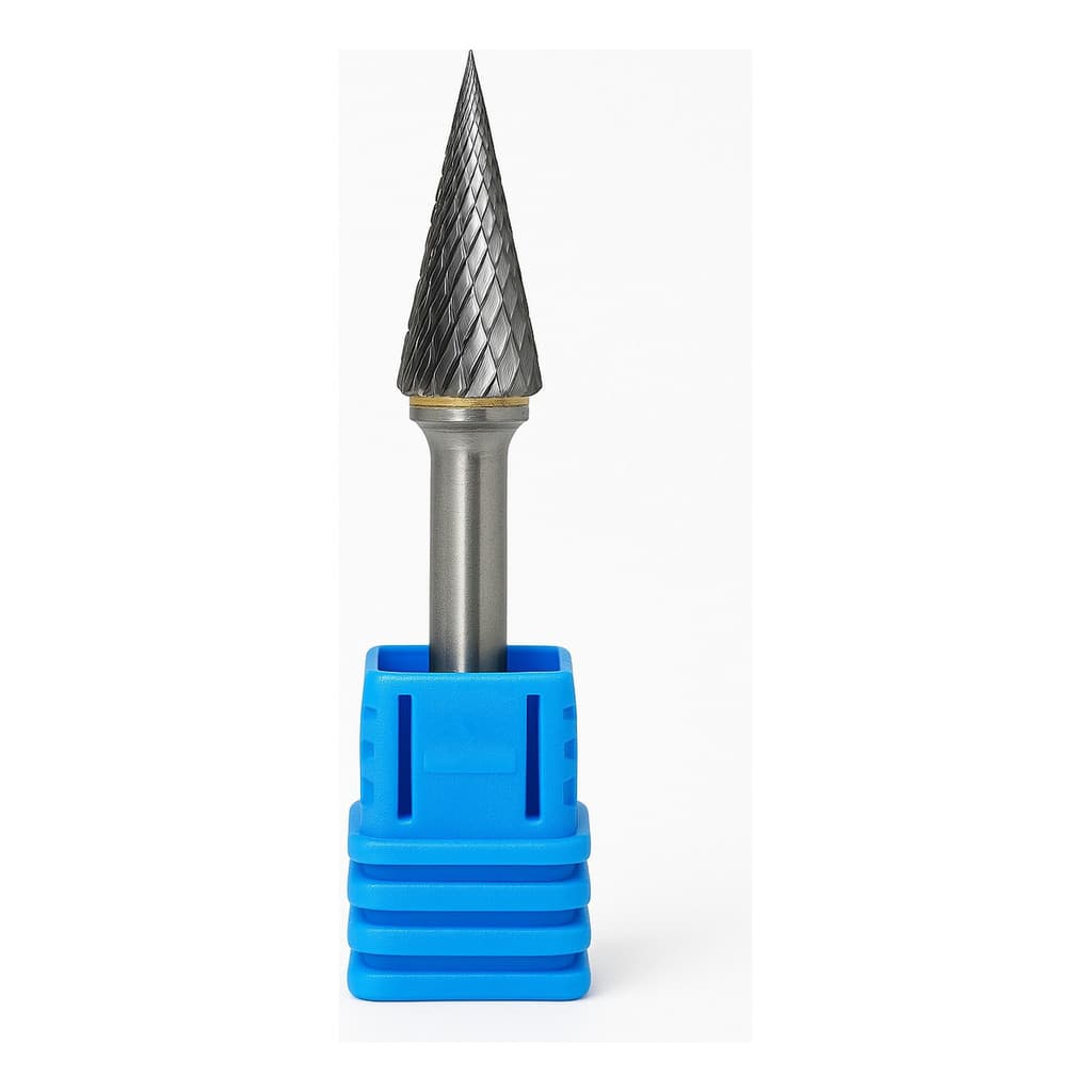 Lima Rotativa Cônica Ponta Fina 12mm x 25mm Haste 6mm Carbide Usinagem Precisa Corte Duplo Metal Duro