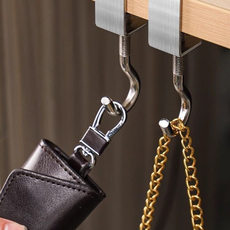 YU Pacote De 4 6 Ganchos De Bolsa De Mesa Ajustáveis Gancho Resistente De Economia De Espaço Para Uso Doméstico E Escola
