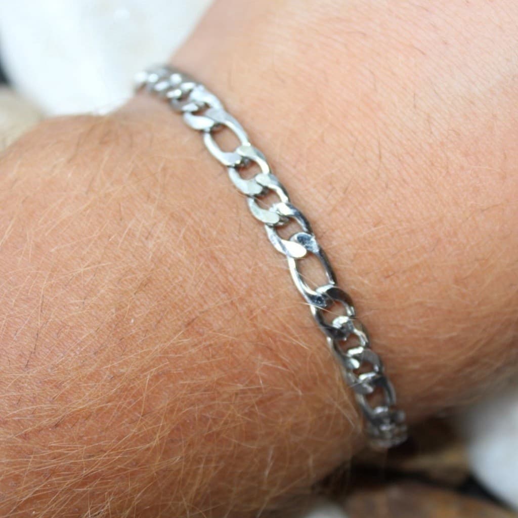 Pulseira Masculina Aço Inox Prateada Não Fica Preta (P-25)