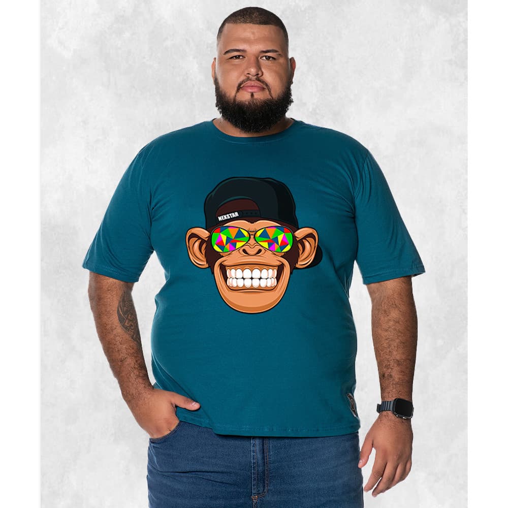 Camiseta Plus Size Unissex Algodão Estampada Nft Oculos