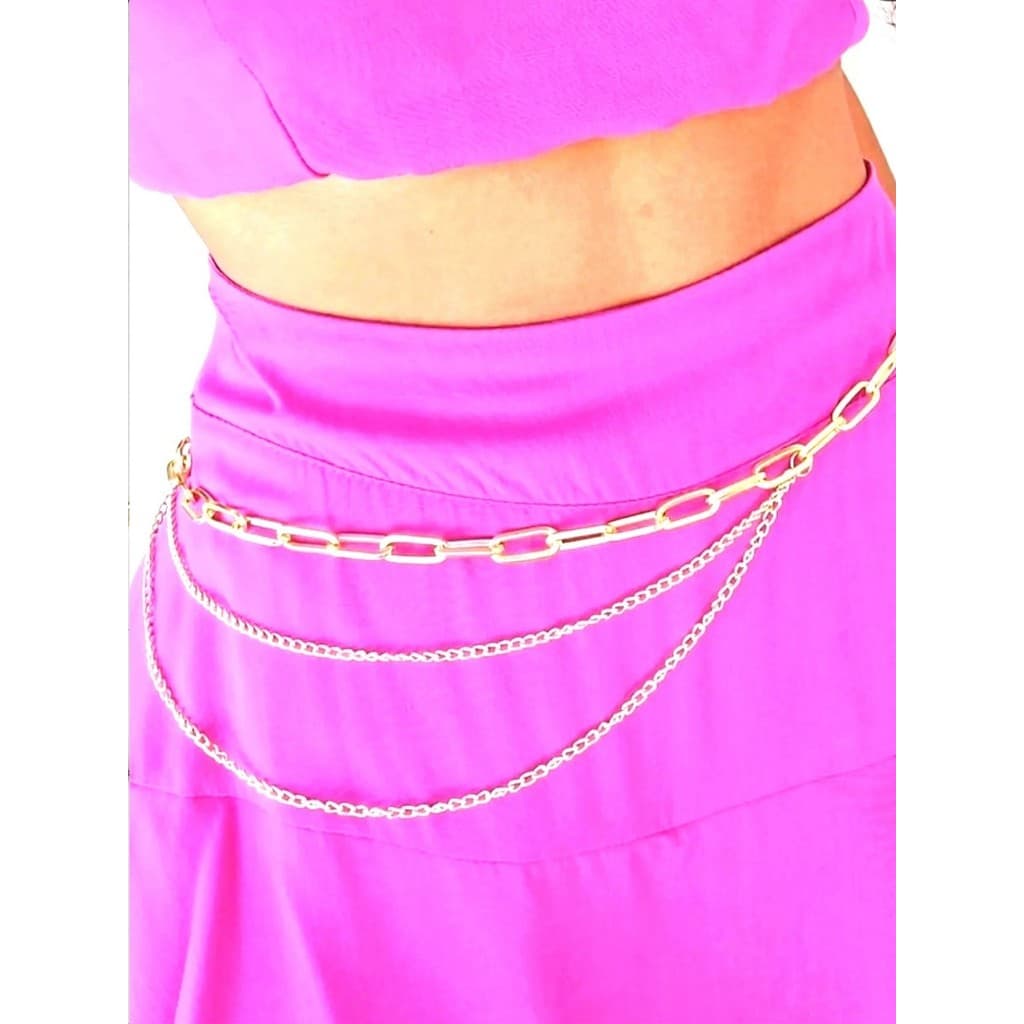 Cinto de corrente de cintura de 3 corrente oca simples e versátil de moda feminina