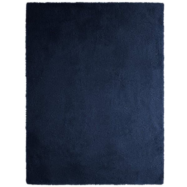 Tapete Retangular Pele De Coelho Toque Macio Pelo Alto Melody Azul Marinho 140x200cm Jolitex