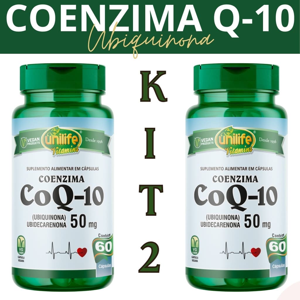 Kit 2 COQ-10 Coenzima 400mg 60 Capsulas Saúde Cardiovascular - Unilife