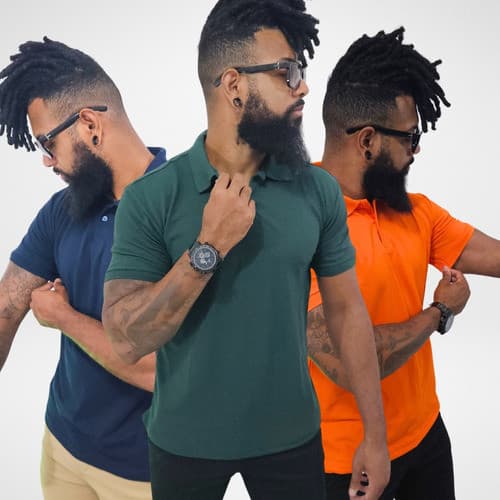 Kit 3 Camisas Polo Masculina