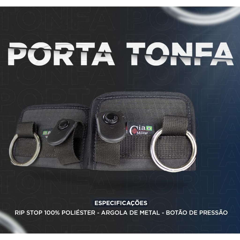 Porta Tonfa Bastão Cassetete Preto Fixo Para Cinto Cia Militar Nylon Resistente Argola De Metal