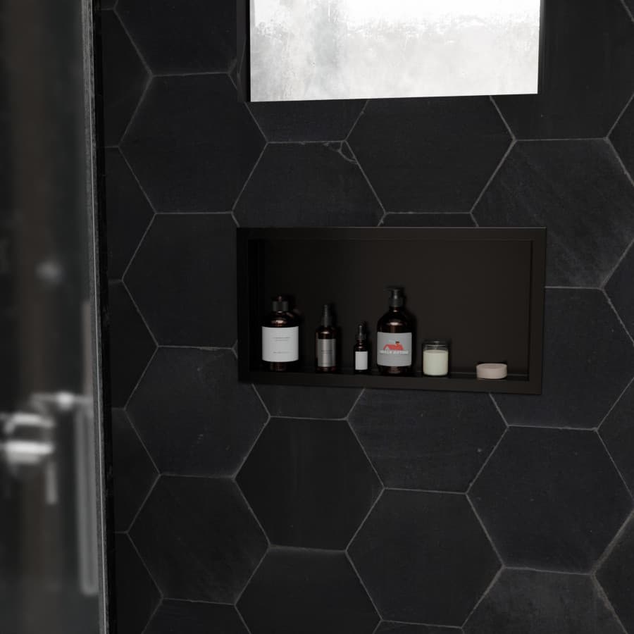 Nicho P/ Banheiro E Cozinha Parede Embutir 33x63cm Preto e Branco