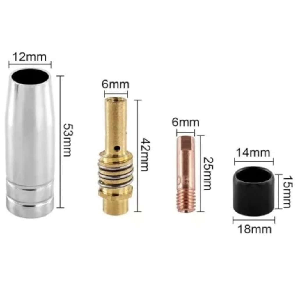 Kit Tocha Solda Mig Bocal Difusor Isolador e Bico 0.8mm