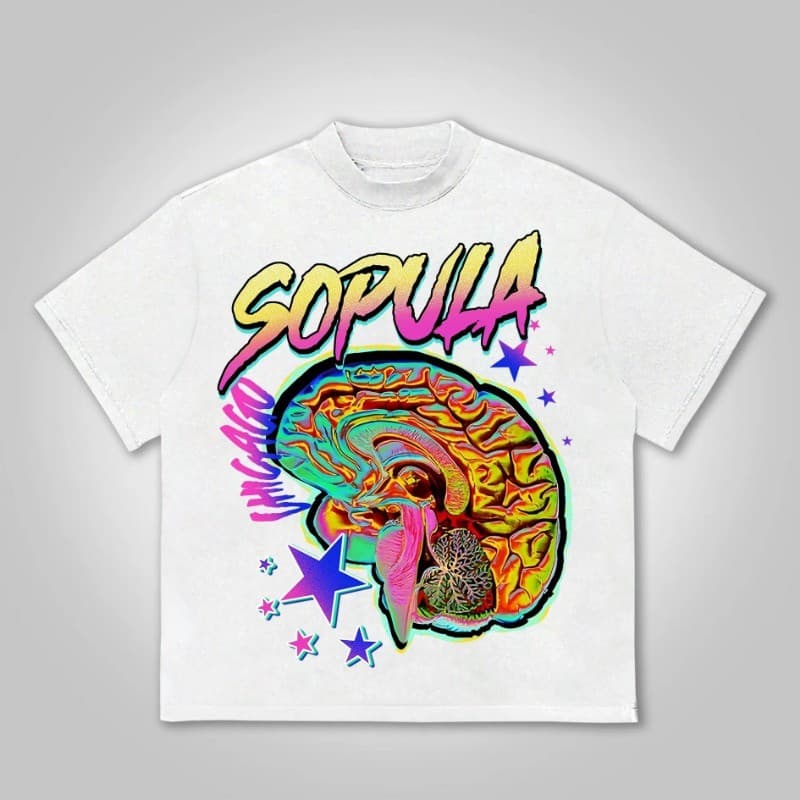 "Camiseta HellxCity: Fun Color Brain, Estampa Gráfica Vibrante, Algodão Premium e Estilo Único!"