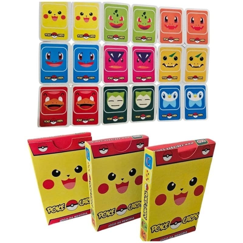 KIT JOGO DA MEMORIA POKE CARDS BRINQUEDO INFANTIL FESTAS Material do Jogo: PAPEL    tamanho  da caixa: 9.1.x6.02 cm