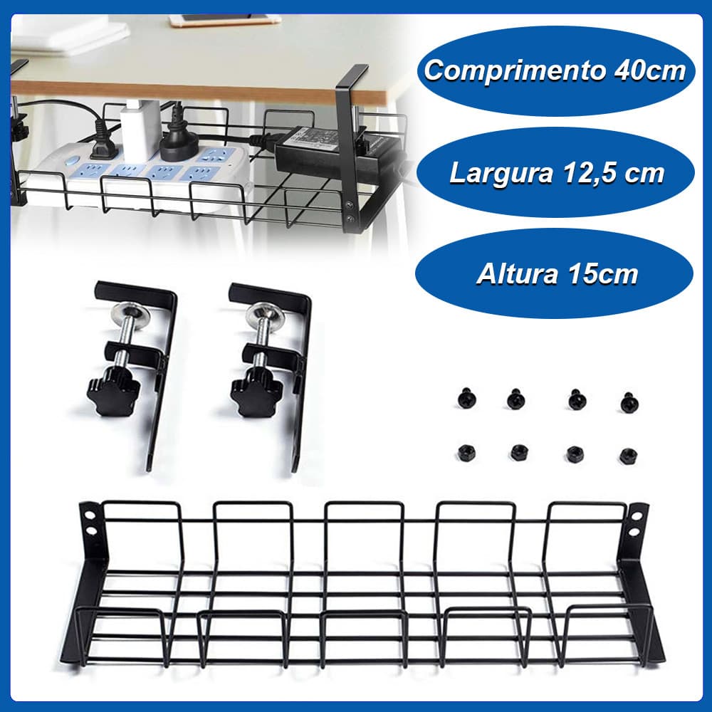 Organizador de cabos e fios guia de cabos baixo mesa Setup gamer esconder cabos canaleta p/ cabos